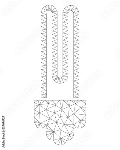 Mesh vector fluorescent bulb on a white background. Polygonal carcass dark gray fluorescent bulb in lowpoly style with organized triangles, dots and linear items.