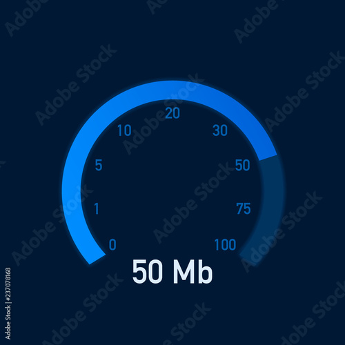  Speed test. Speedometer Internet Speed 100 mb. Website speed loading time. Vector illustration.