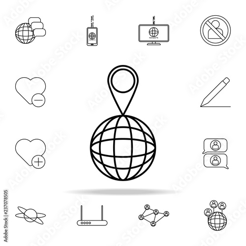 pin in global icon. sosial media network icons universal set for web and mobile