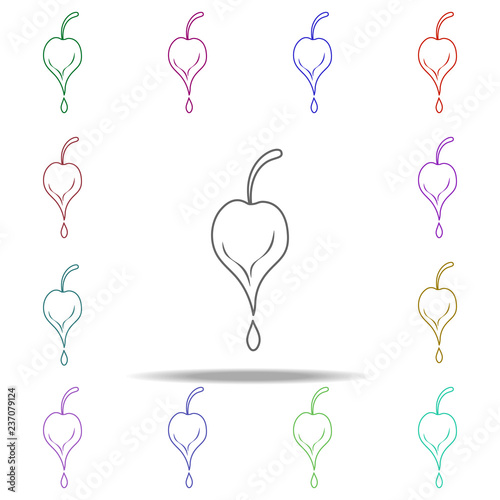 cocoa logo with a drop line icon. Elements of Chocolate in multi color style icons. Simple icon for websites, web design, mobile app, info graphics