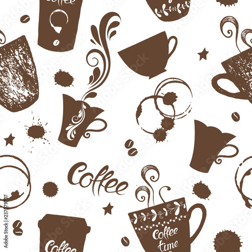 Seamless background coffee hand drawn