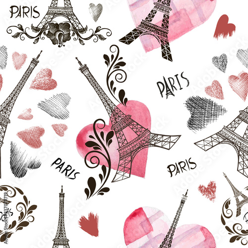 Seamless background Eiffel tower