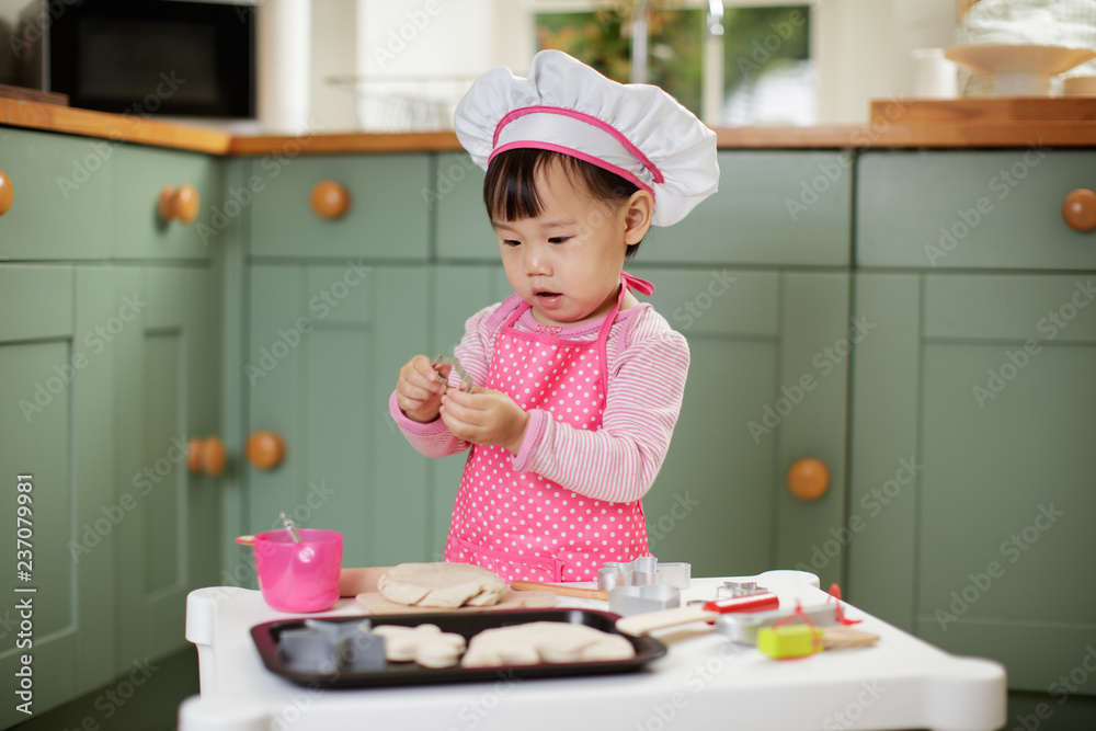 toddler baby girl pretend play baking bread toddler baby girl pretend play baking bread