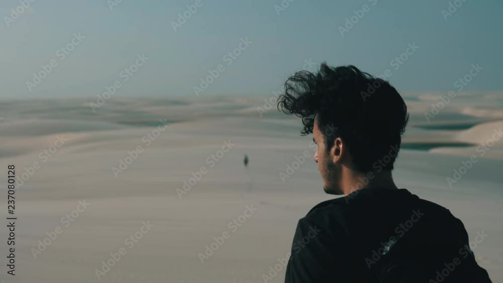 Tourist in Lencois Maranhenses National Park in Brazil Tourist in Lencois Maranhenses National Park in Brazil