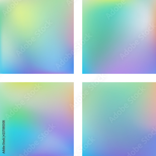 Set with abstract blurred backgrounds. Vector illustration. Modern geometrical backdrop. Abstract template. Pastel pink, green, blue, yellow colors. © tashechka