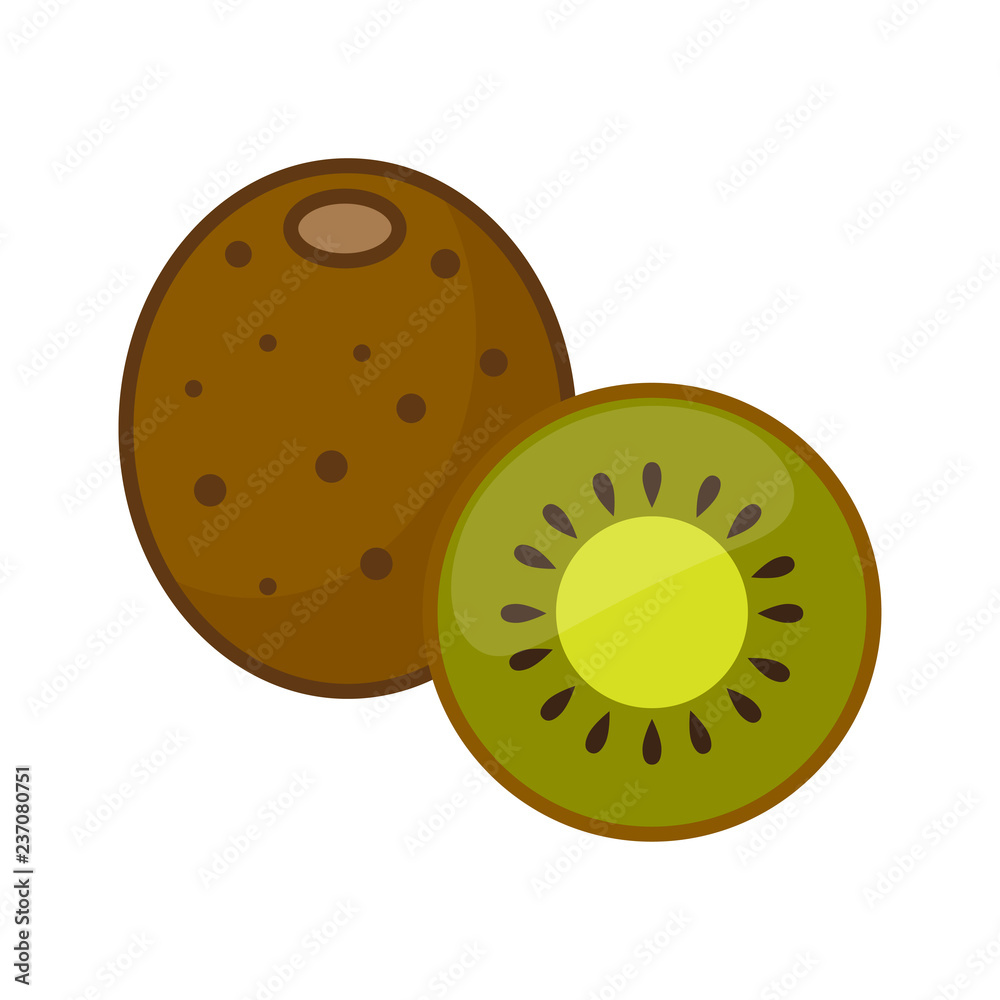 Fototapeta premium Kiwi, whole fruit and half.