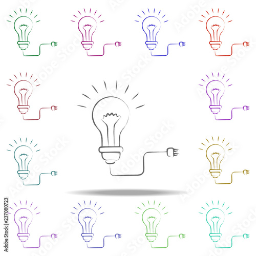 light bulb and plug icon. Elements of Creative idea in multi color style icons. Simple icon for websites, web design, mobile app, info graphics