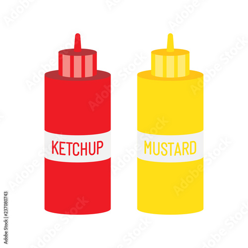Mustard and ketchup bottle for fast food.