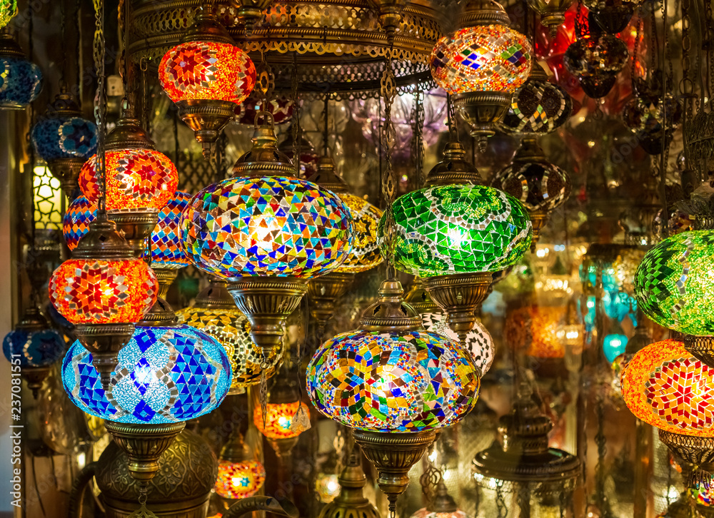 Turksih lamps in grand bazar, Istanbul, Turkey