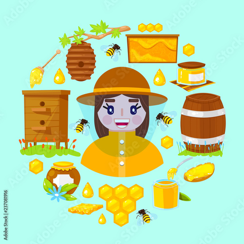 beekeeper and objects of beekeeping