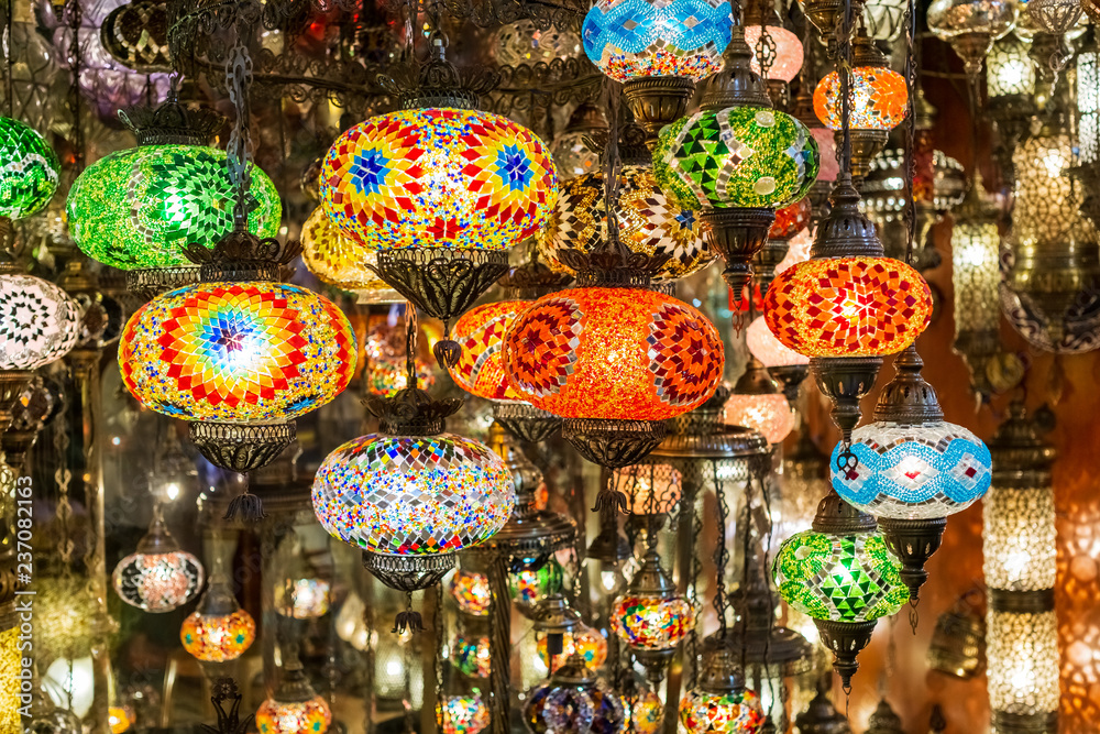 Turksih lamps in grand bazar, Istanbul, Turkey