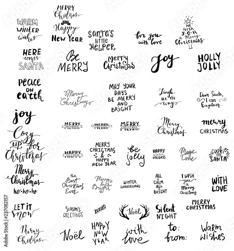 Set of Christmas lettering handwritten photo