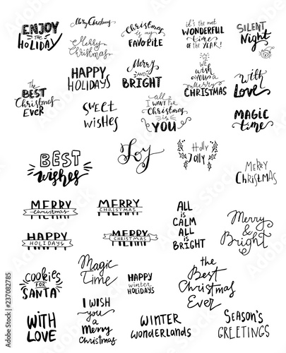 Set of Christmas lettering handwritten