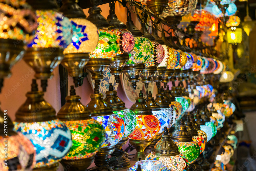 Turkish lamps in grand bazar, Istanbul, Turkey
