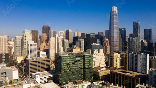 Aerial View Inner Downtown Core Urban Center San Francisco Metro Skyline