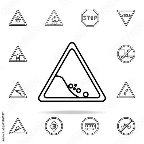 Falling stones icon. road sign icons universal set for web and mobile