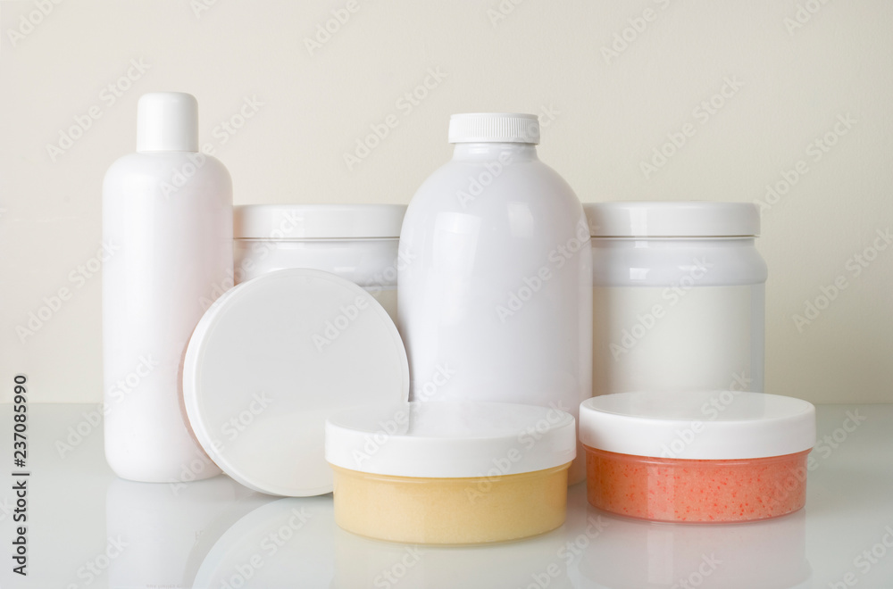 cosmetical tools on white background