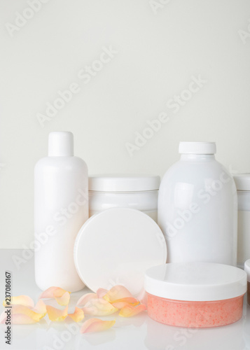 cosmetical tools on white background