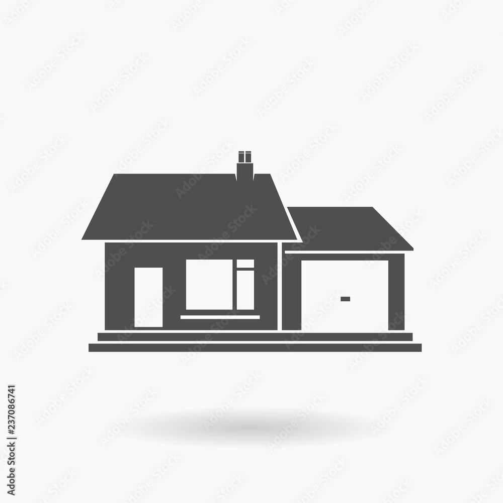 Family Home with Garage Icon Vector Illustration Silhouette. Family Home with Garage Icon Vector Illustration Silhouette.