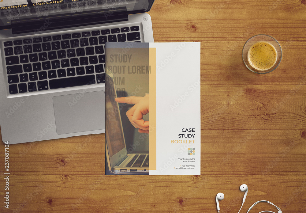 Case Study Booklet Layout With Yellow Accents Stock Template | Adobe Stock