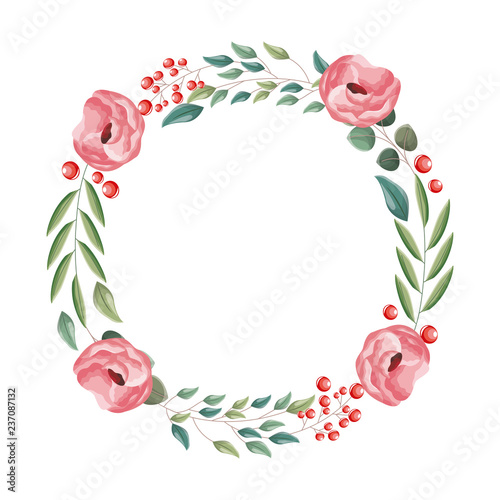 Fototapeta Naklejka Na Ścianę i Meble -  floral wreath flower decoration white background