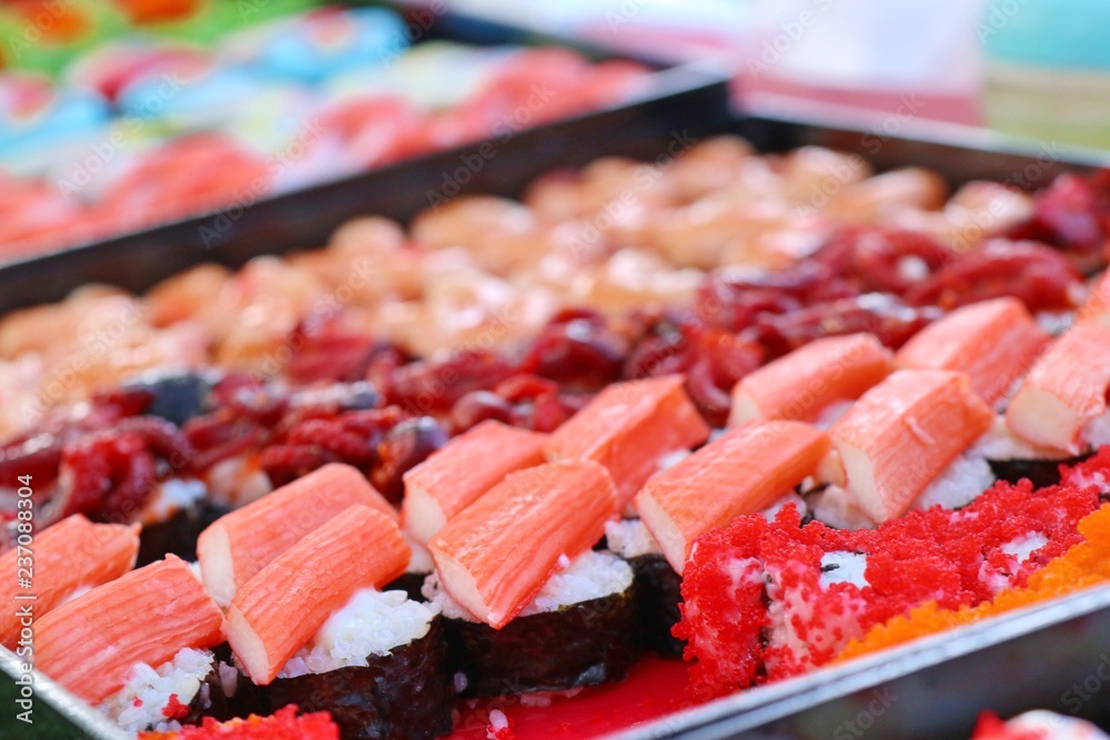 Tasty sushi at street food