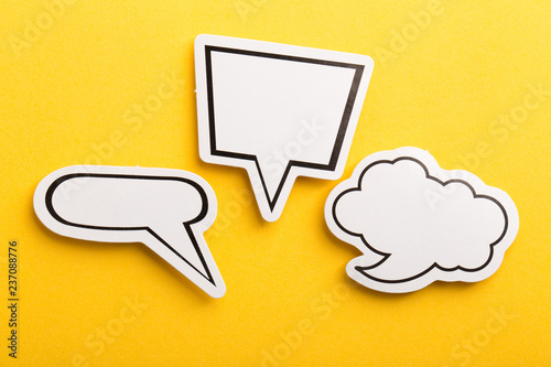 Speech Bubble Isolated On Yellow Background