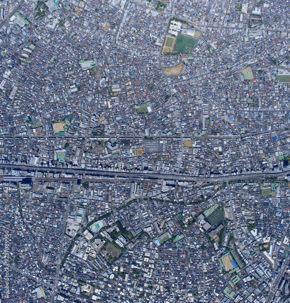 幡ヶ谷上空 真俯瞰空撮 Stock Photo Adobe Stock