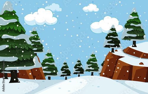 Snowfall nature landscape scene