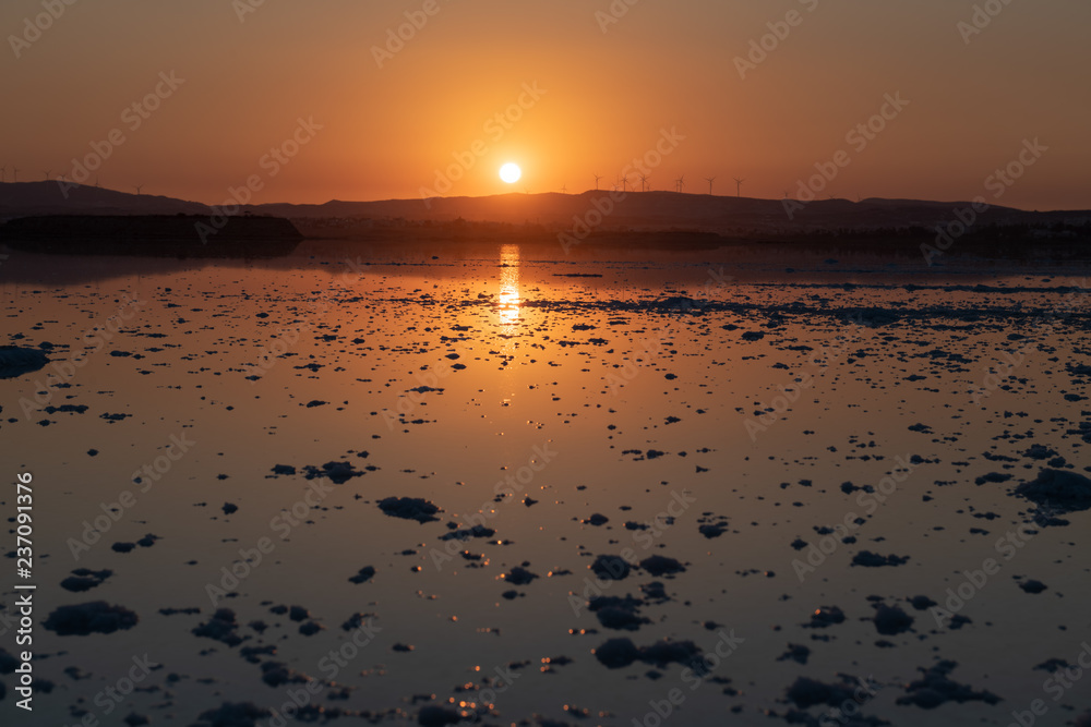 Sunset at Larnaca's Salt Lake, Cyprus