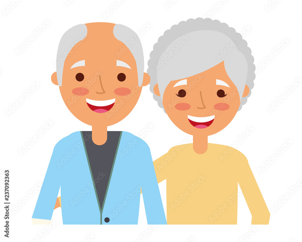 elderly couple embrace characters white background elderly couple embrace characters white background