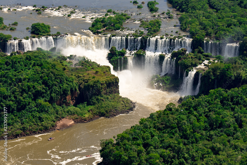 Aerial View of Iguazu Falls, One of the New 7 Wonders of Nature, in Brazil and Argentina