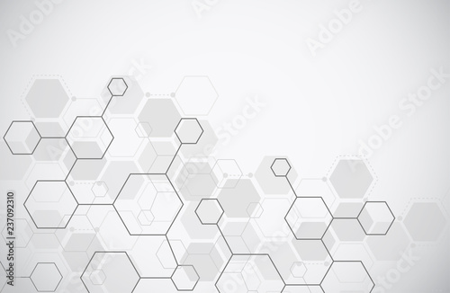Molecule structure abstract tech background. Medical design. Science template, wallpaper or banner. Vector illustration