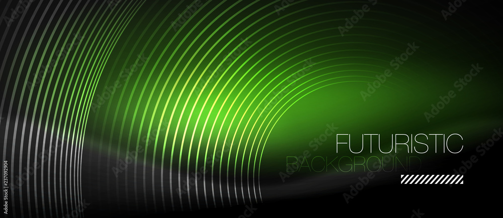 Dark abstract background with glowing neon circles Dark abstract background with glowing neon circles