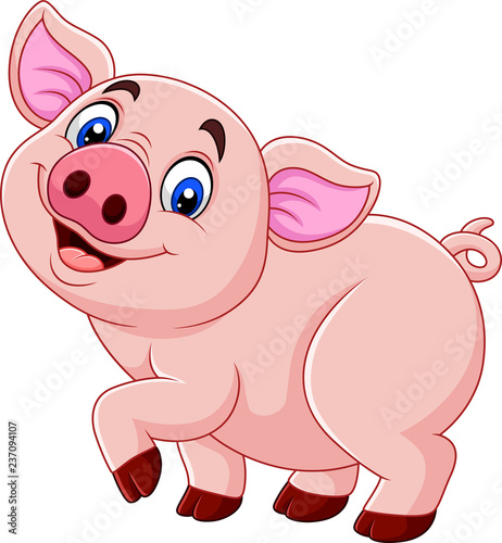 Cartoon happy pig isolated on white background