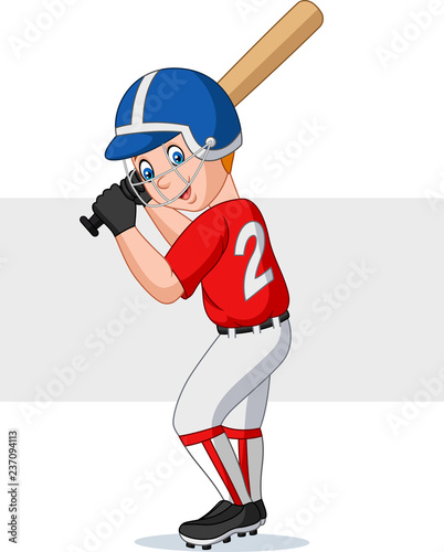 Cartoon boy playing baseball