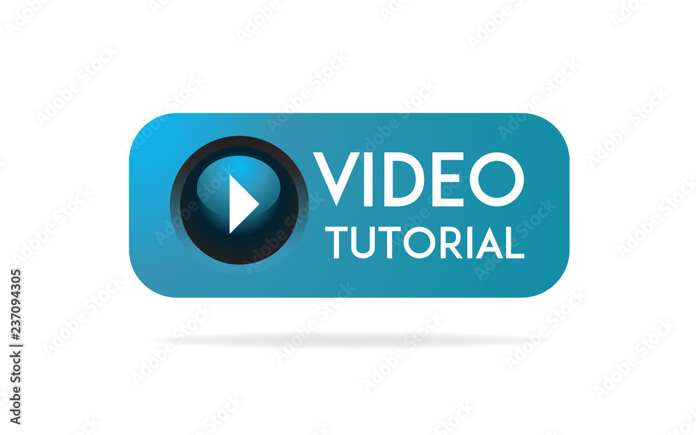 Video tutorial Button, icon, emblem, label. Video Tutorial Online Education. Vector stock illustration - obrazy, fototapety, plakaty 