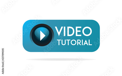 Video tutorial Button, icon, emblem, label. Video Tutorial Online Education. Vector stock illustration