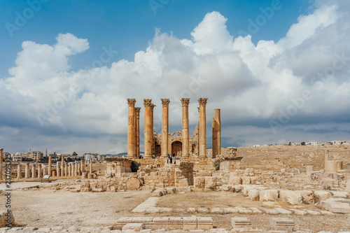 Temple of Artemis in the ancient Roman city of Gerasa, preset-day Jerash, Jordan. It is located about 48 km north of the capital Amman.