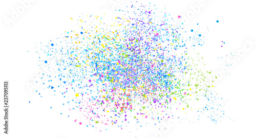 Confetti on isolated white. Geometric background with multicolored glitters. Pattern for design. Print for polygraphy, posters, banners and textiles. Greeting cards. Luxury texture