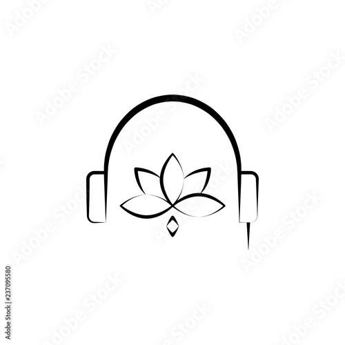 Earphones Lotus icon. Element of alternative medicine icon for mobile concept and web apps. Thin line Earphones Lotus icon can be used for web and mobile