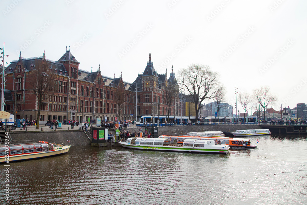 Cityscape near Amsterdam central station,Holland
