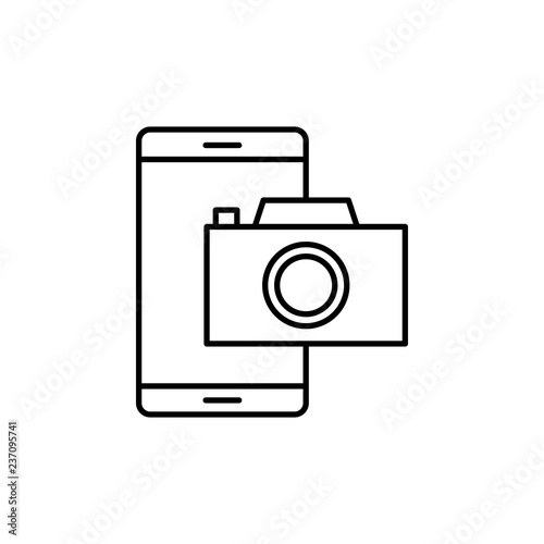 camera on smart phone icon. Element of video products outline icon for mobile concept and web apps. Thin line camera on smart phone icon can be used for web and mobile