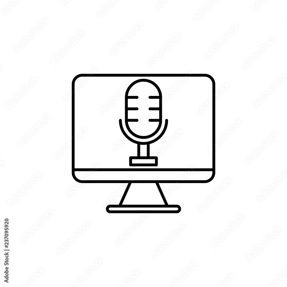 voice recorder on pc icon. Element of video products outline icon for mobile concept and web apps. Thin line voice recorder on pc icon can be used for web and mobile voice recorder on pc icon. Element of video products outline icon for mobile concept and web apps. Thin line voice recorder on pc icon can be used for web and mobile