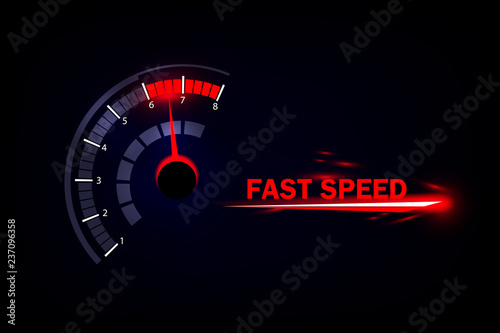 Speed motion background with fast speedometer car. Racing velocity background.