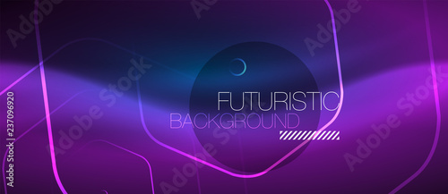 Neon glowing lines, magic energy space blue light concept, abstract background wallpaper design © antishock