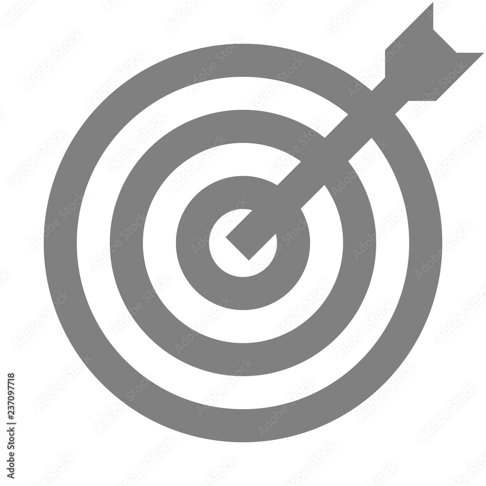 Target sign - medium gray transparent with dart, isolated - vector Target sign - medium gray transparent with dart, isolated - vector