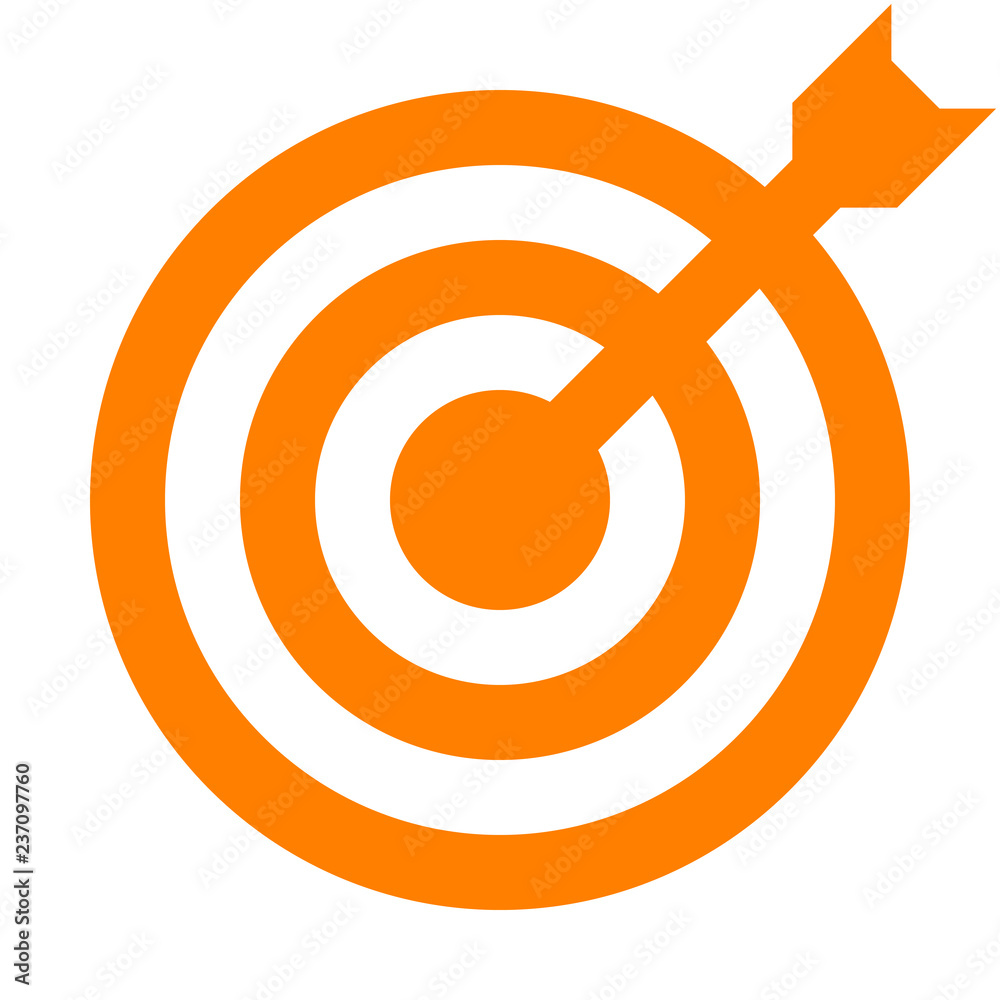 Target sign - orange transparent with dart, isolated - vector