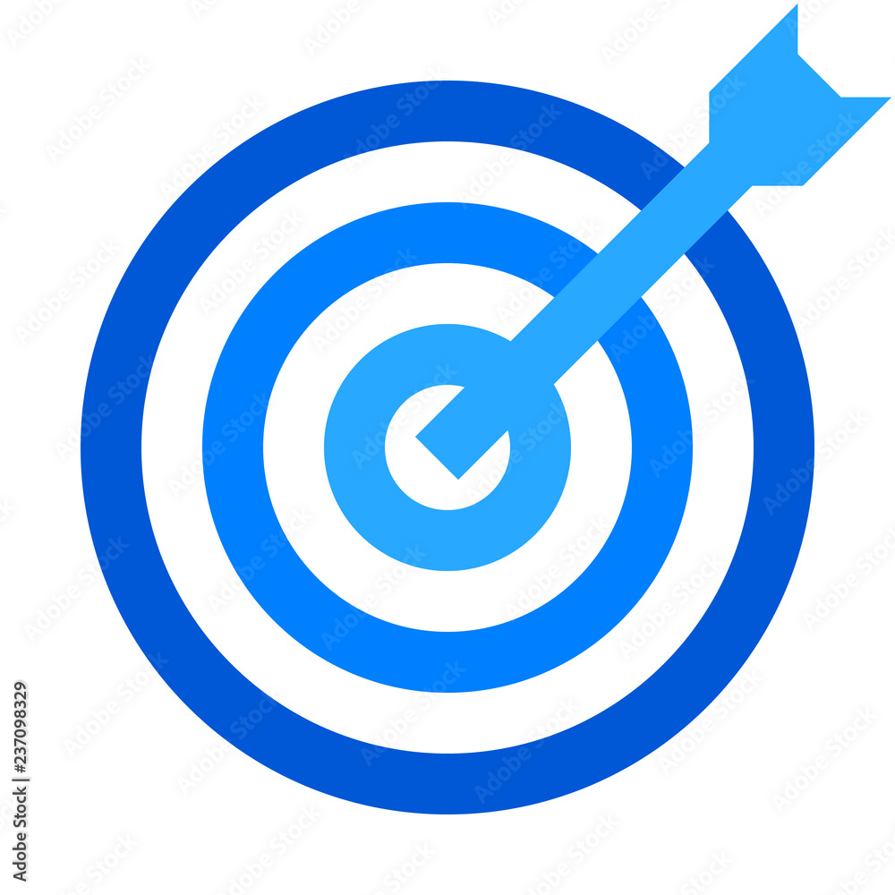 Target sign - blue shades transparent with dart, isolated - vector Target sign - blue shades transparent with dart, isolated - vector