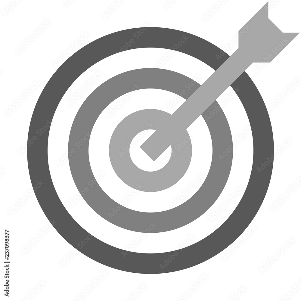 Target sign - medium gray shades transparent with dart, isolated - vector Target sign - medium gray shades transparent with dart, isolated - vector